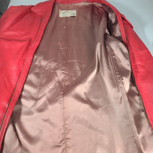 Heldt's Tanning South Dakota USA Vintage Red Leather USA Coat Jacket Medium - Picture 4 of 8
